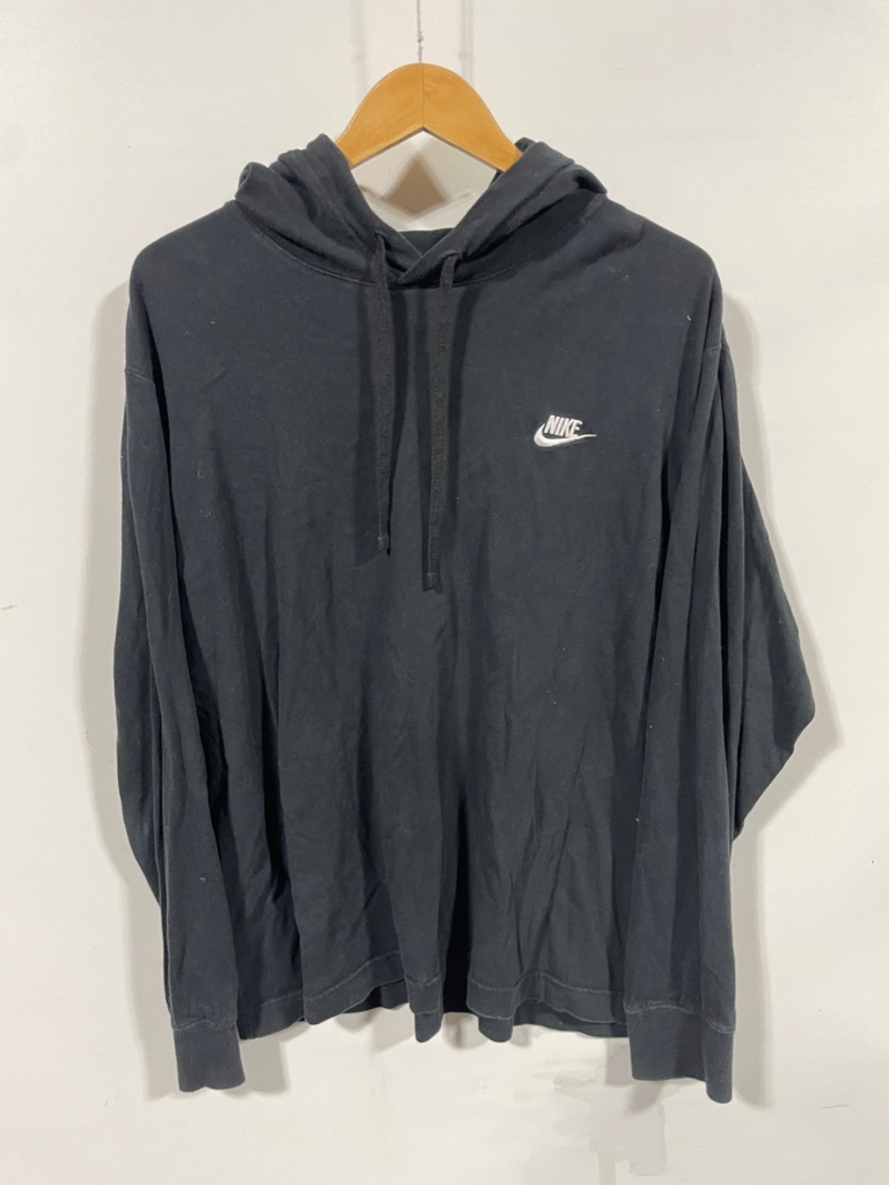 Nike Men’s Black Crewneck Hoodie sweatshirt with White Swoosh